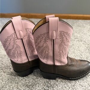 Kids Pink and Brown Western Cowboy Boots